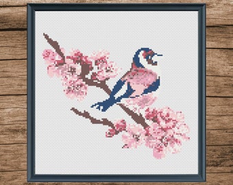 Bird & Flower Cross Stitch Pattern: Buy 1 Get 1 Free (Digital Download)