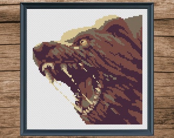Bear Watercolor Cross Stitch Pattern: Animal Digital File (PDF Pattern)
