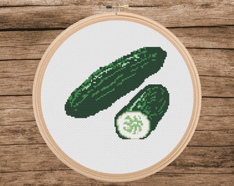 Cucumber Cross Stitch Pattern: Kitchen Decor (PDF Pattern)