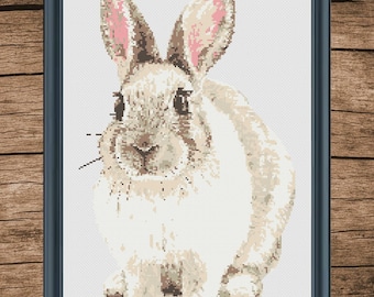 Vintage Rabbit Cross Stitch Pattern, Cute Bunny Embroidery (Digital PDF)