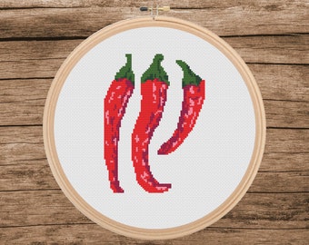Schema punto croce peperoncino rosso: decorazione cucina (schema PDF)