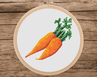 Modèle de point de croix carotte : Décoration de cuisine végétarienne (Modèle PDF)