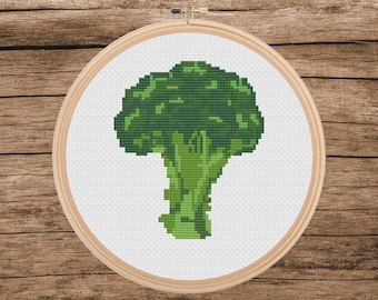 Modèle de point de croix brocoli vert : décoration de cuisine (Modèle PDF)