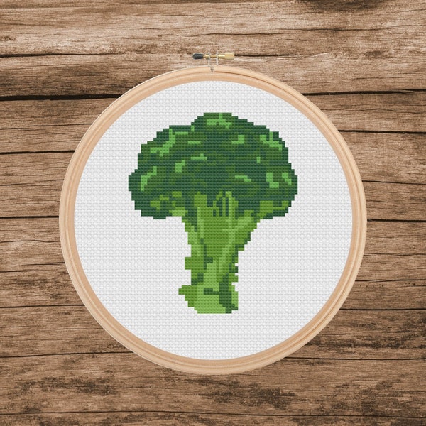 Green Broccoli Cross Stitch PDF pattern, Broccoli, Veggie,Vegetable, Food Cross Stitch, instant download, Kitchen cross stitch,Kitchen decor