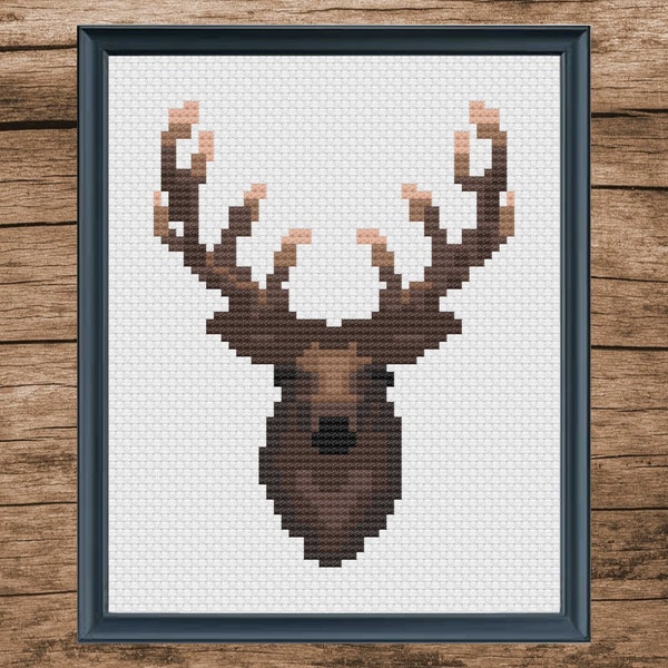 Buy 1 Get 1 Free Vintage Deerhead Cross Stitch, Idea for gift, Woodland Deer Cross Stitch, Nature Digital xStitch Instant file, Animal