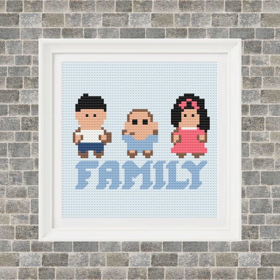 Family Portrait Cross Stitch Pattern Gift for Son Cross Etsy
