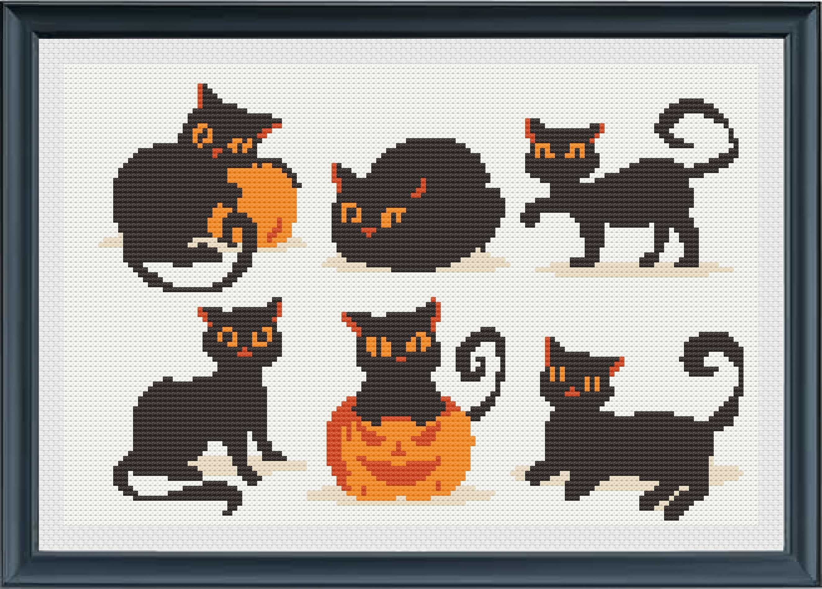 Buy 1 Get 1 Free Funny Black Cats and Animals Cross Stitch Pattern ...