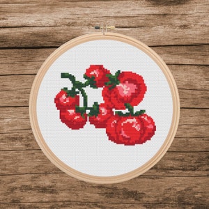 Tomato Cross Stitch pattern, Vegetarian, Veggie, Vegetable, Food Cross Stitch, instant download, Kitchen cross stitch, Kitchen decoration