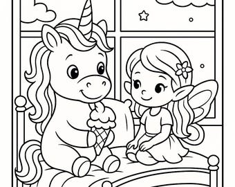 Livre de coloriage licorne pour enfants de 4 à 8 ans : aventures de licorne amusantes et magiques