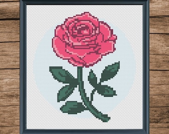 Pink Rose & Dragon Cross Stitch Patterns: Floral Nature (PDF Pattern)