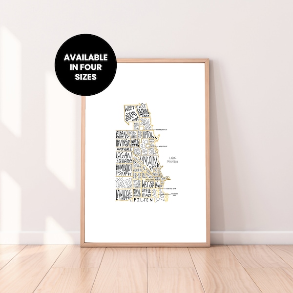 CHI Neighborhood Map | Hand Drawn Poster | Instant Download | Printable Poster | Digital Poster
