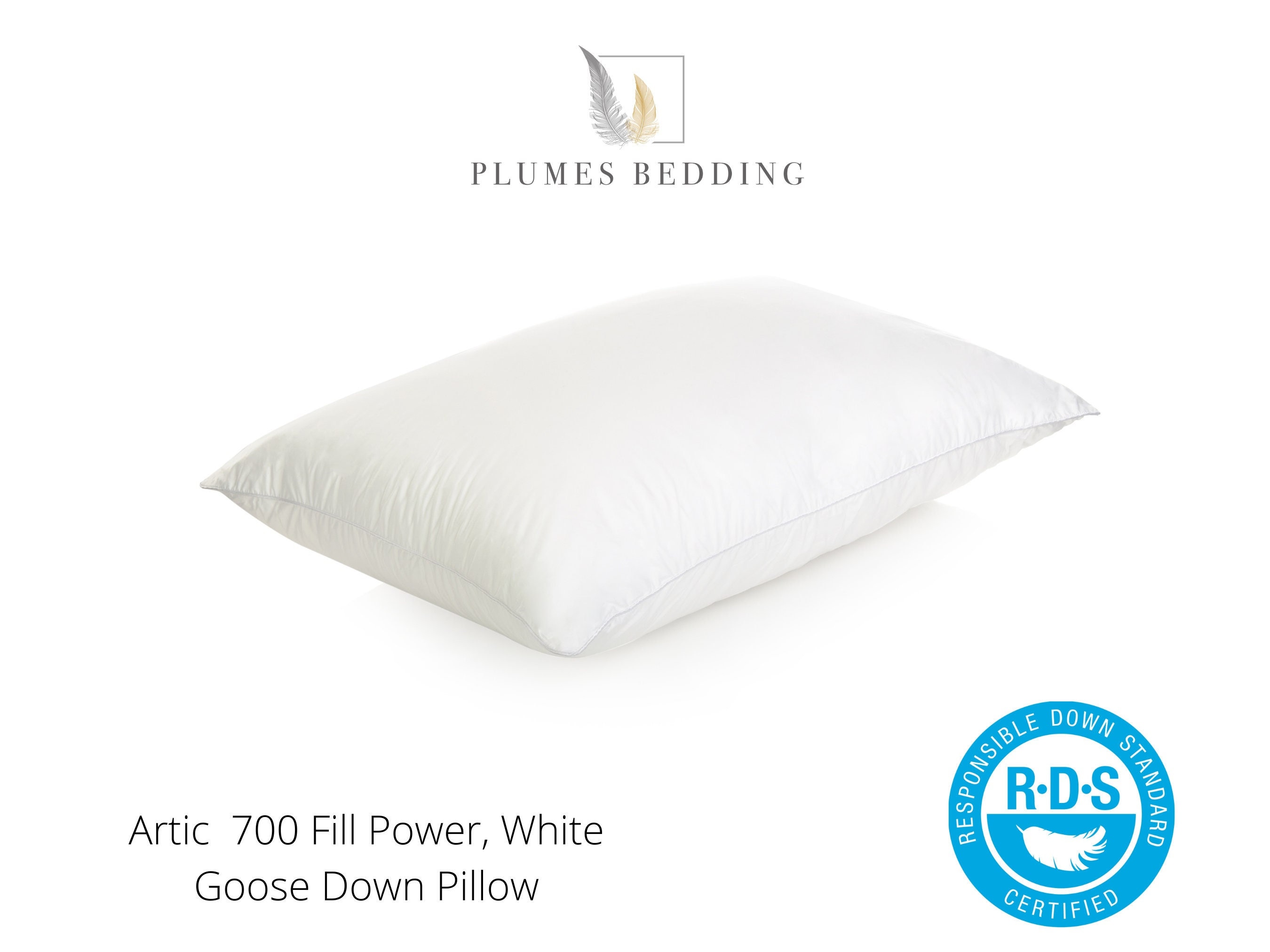 700-Fill-Power Sateen White Goose Down Pillow Pale Blue Firm King, Cotton | L.L.Bean