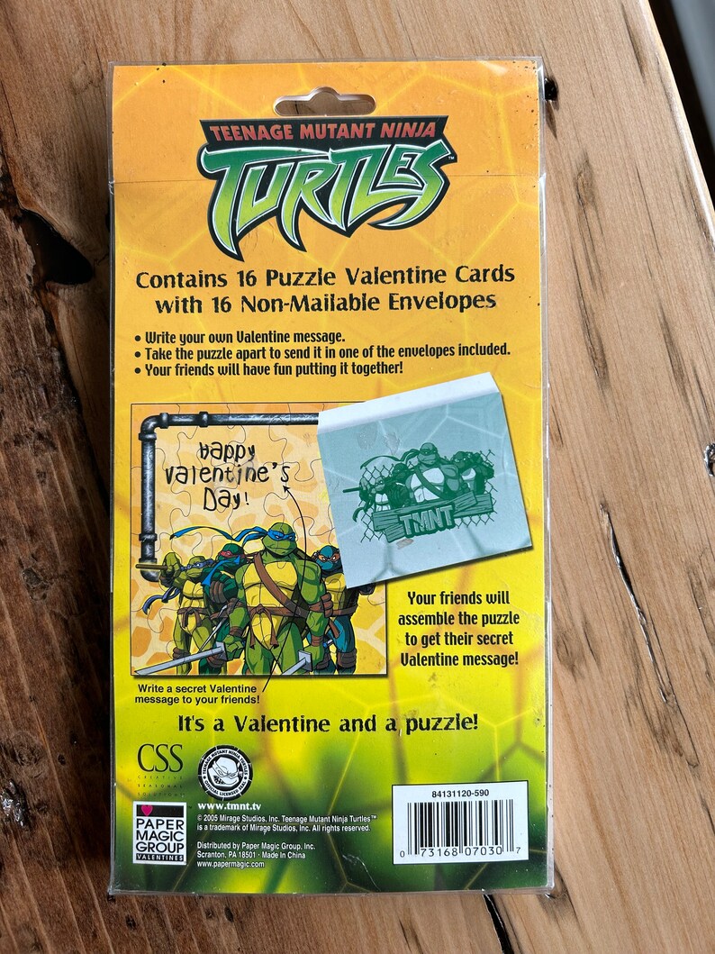 Vintage Teenage Mutant Ninja Turtles Puzzle Valentine Cards - Etsy