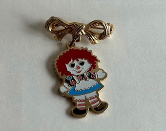 Spilla vintage con ciondolo Raggedy Ann