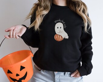 Sudadera espeluznante pero linda, Crewneck de Halloween para mujeres