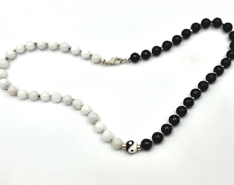 Black & White Jadeite Yin Yang Necklace