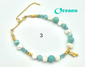 Amazonite, Pearls & 24k Gold Vermeil Oceana Bracelets