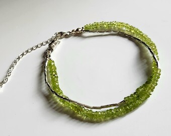 Peridot and Sterling SIlver Magnetic Adjustable Bracelet