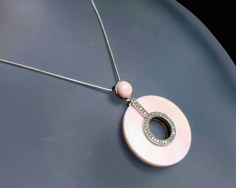 Queen Conch & Zircon set Silver Pendant with chain