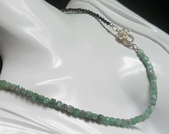 Emerald cubes & Spinel Necklace