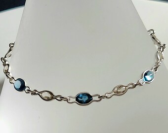 Topaz & Seranite Silver Slide Clasp Bracelet