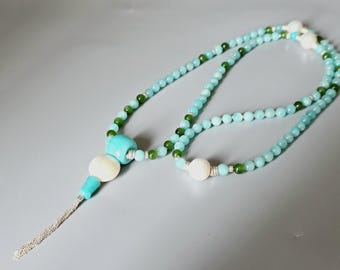 Amazonite, Sannan Skarn & Pearl Mala