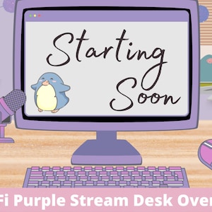 Sobreposição de fluxo ANIMADO, Lo-Fi, Sobreposição fofa roxa, Sobreposição fofa Twitch