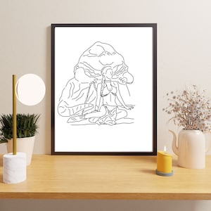 Star Wars | Jabba the Hut Princess Leia Slave | Minimalist Print | Black and White