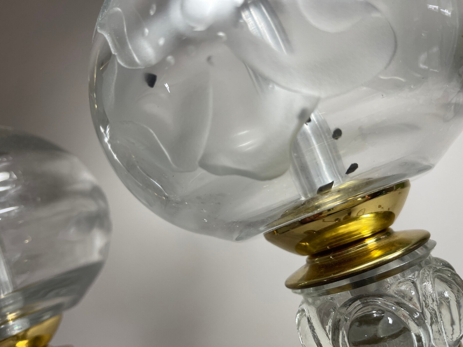 Pair of Etched Glass Lamp Bases Etsy