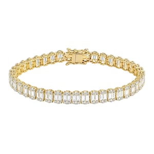 Baguette Tennis Bracelet, CZ Diamond Bracelet, Gold Tennis Bracelet, Dainty Baguette Bracelet, Stackable Bracelet