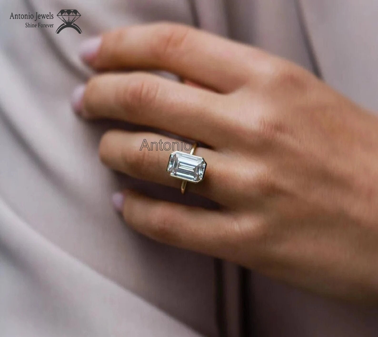 Real Emerald Engagement Ring Settings Etsy