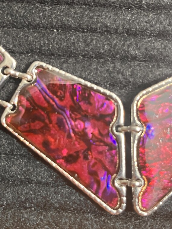 Red Abalone Shell Rectangle Earrings, Bracelet an… - image 4