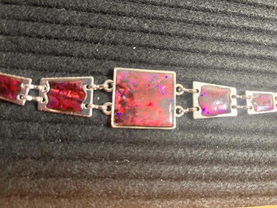 Red Abalone Shell Rectangle Earrings, Bracelet an… - image 7