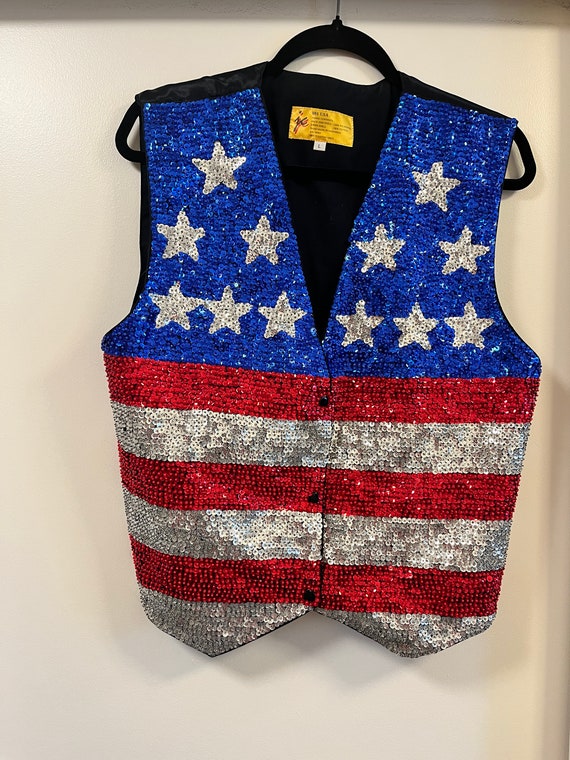 Vintage Patriotic American Flag Vest Handmade