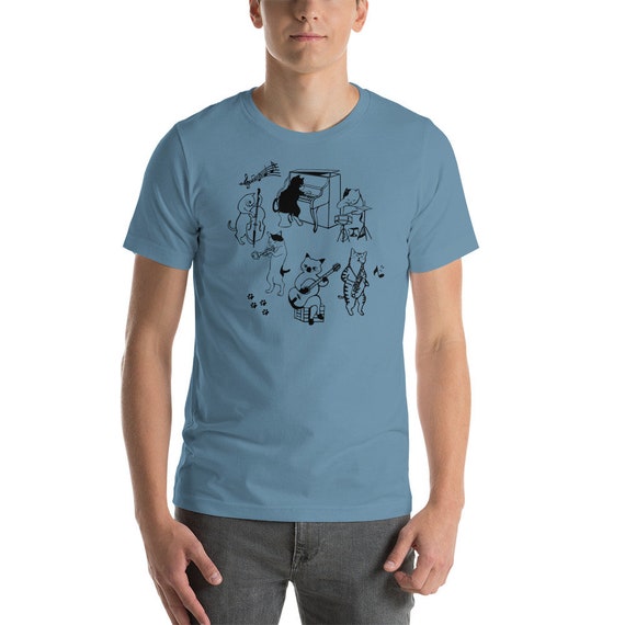Cat Band T-shirt Funny Cat Shirt Cute 