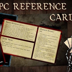 May include: A set of cards for role-playing games, featuring a green-skinned orc character with a beard and a set of cards with the text "Random Events" and "Off Hand".