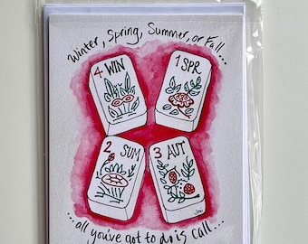 Mahjong Flower Note Cards