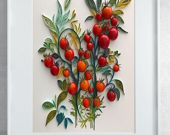 Tomato Plants 3D Wall Art Printable, Gardener Decor, Tomato Lovers, Kitchen Display