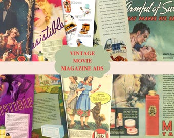 Vintage Zeitschriften-Werbung 1920s-1950s: Clip Art für Junk Journal, Scrapbooking, Bastelarbeiten (Digitaler Download)