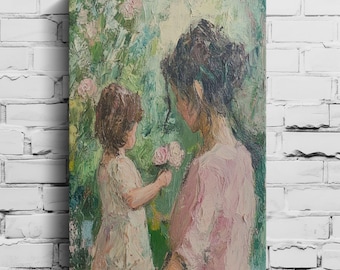 Mother and Child Impressionist Art Print: Garden Scene (Digital Download)