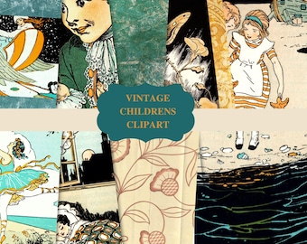 1920s Märchen Clipart: Vintage Kinder Illustrationen (Digitaler Download)