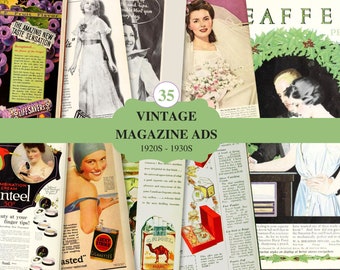 Vintage Magazine Ads 1920s-30s: Printable Ephemera (Clip Art Digital Pack)