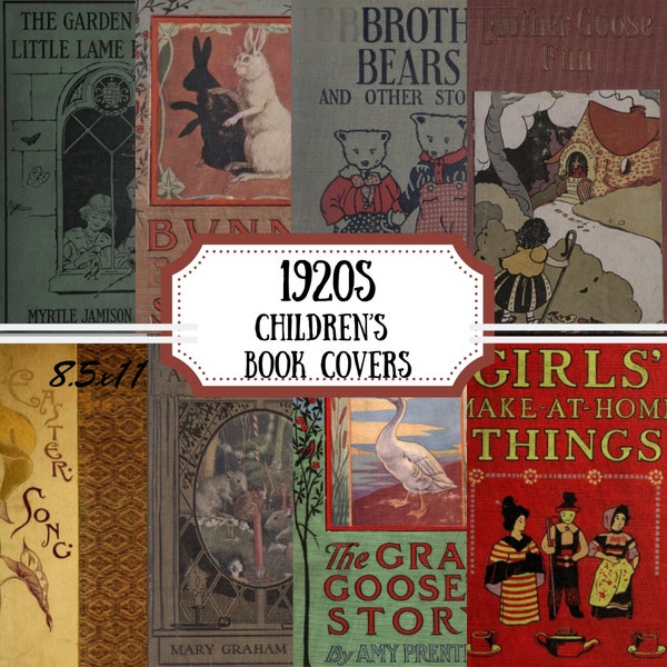 Antique Children's Literature: 1920s Book Covers Printables for Scrapbooks, Creative Projects, Wall Art