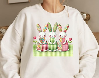 Gingham and Patchwork Bunnies Clipart, Great for POD Products and Sublimation, Commercial License Included, Easter Gifts, Bunny Lover Decor