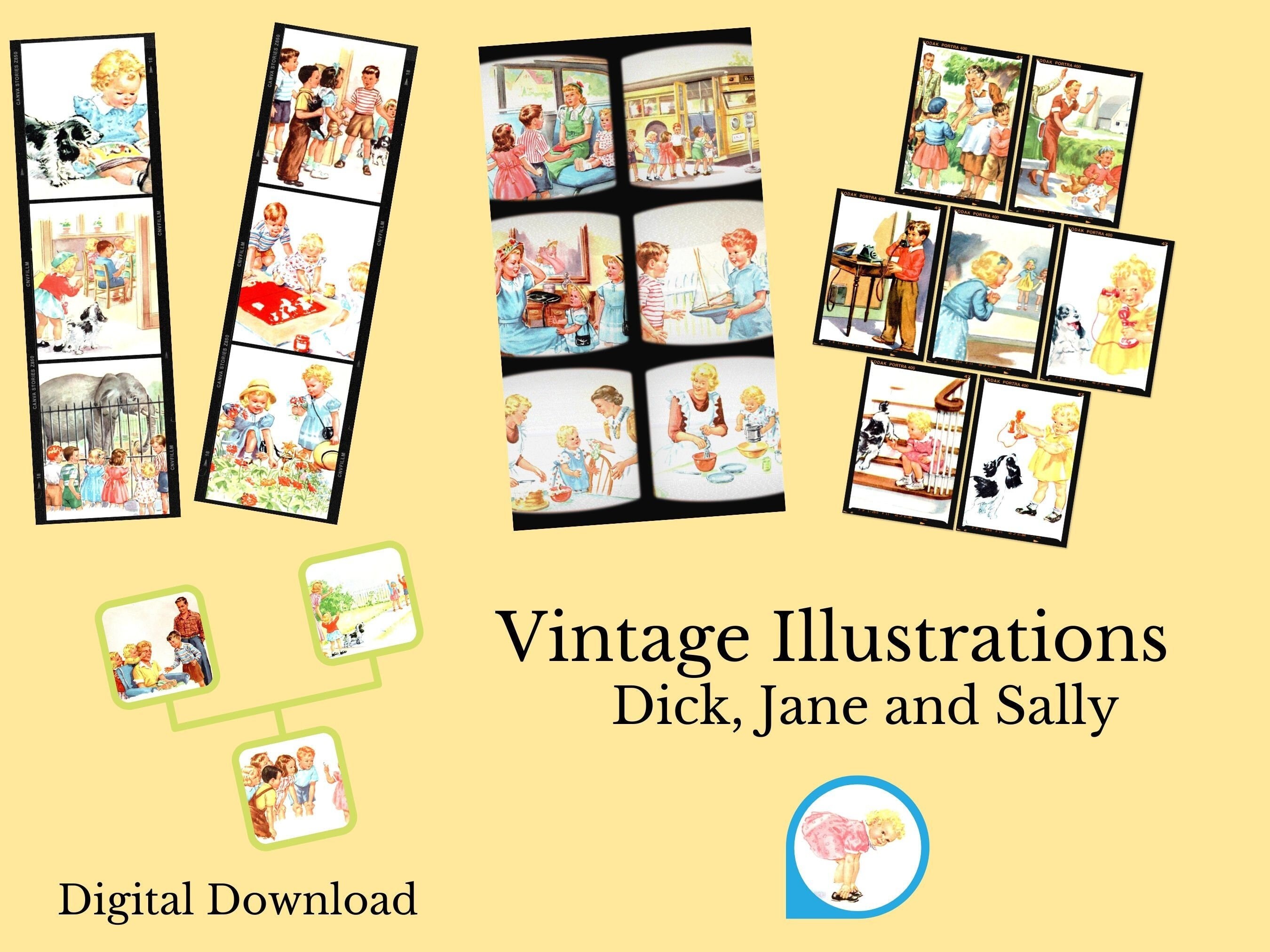 Vintage Illustrations From Dick Jane &amp; Sally School Book for - Etsy