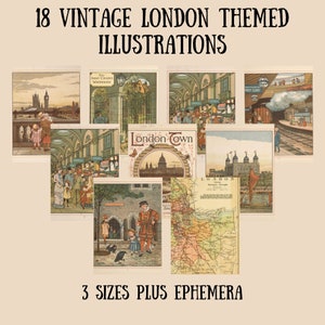 Vintage London Illustrations: 1800s Clipart and Ephemera for Junk Journals (Digital Download)
