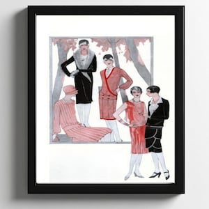 1920s Fashion Wall Art Printable 7 Sizes Instant Download, Vintage Decor, Fashion Lovers Gift, Art Deco Print