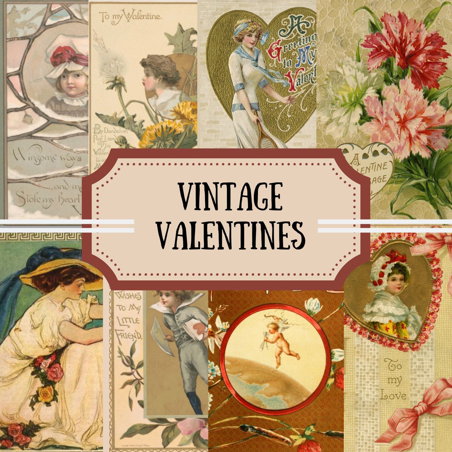 Vintage Valentine's Day Prints From the 1800s for Valentine Cards Plus ...