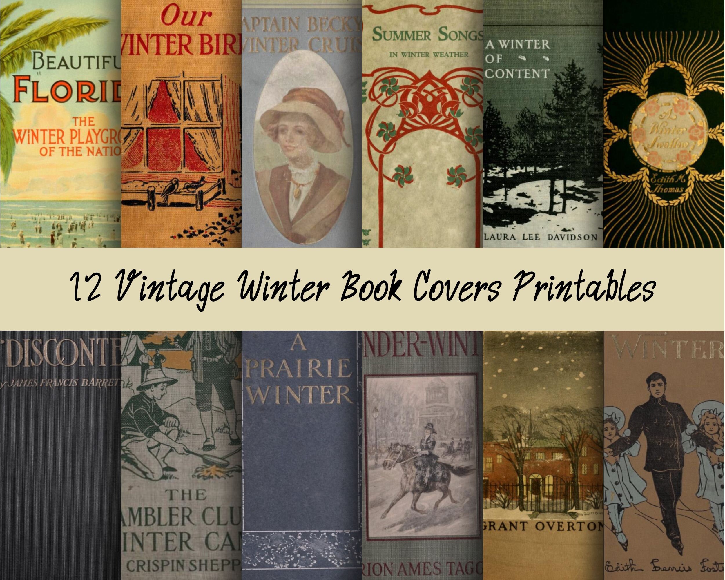 Vintage Winter Theme Book Covers Clipart - 2 Sizes, Ideal for Unique ...