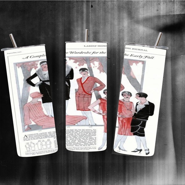 Vintage Fashion Tumbler Wrap, Sublimation Template, 1920s Dress, Great for Fashion Lovers, Flappers, History buffs